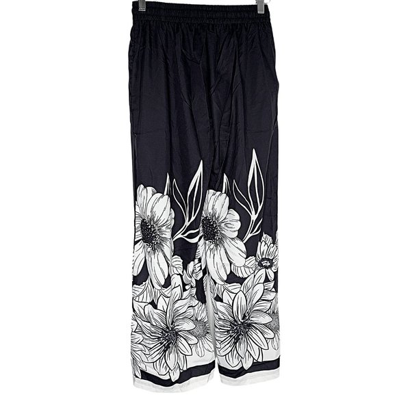 Boho Floral Bralette & Palazzo Pant Lounge Set in Black - Picture 6 of 9